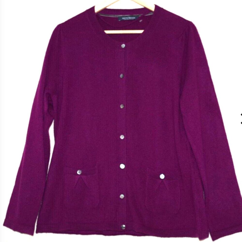 Your Sixth Sense Purple Cashmere Cardigan Women Size:XL